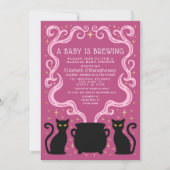Pink Witchy Baby is Brewing Girl Baby Shower  Kaart (Voorkant)