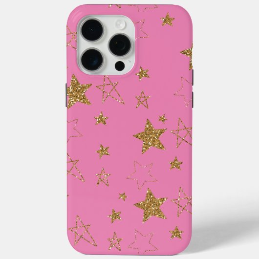 Pink with Gold Stars Case-Mate iPhone Case (Achterkant)