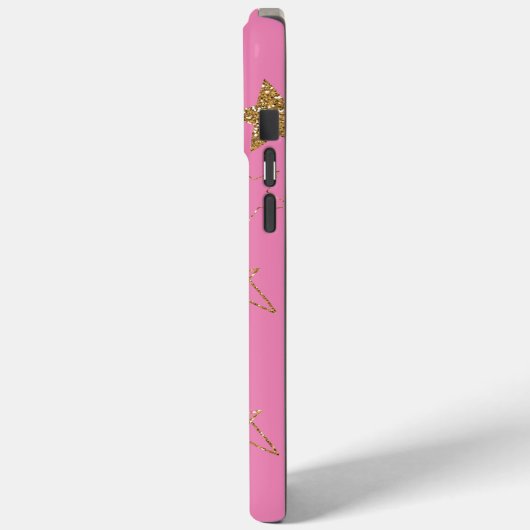 Pink with Gold Stars Case-Mate iPhone Case (Achterkant / Links)