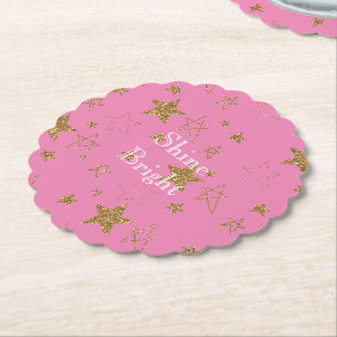 Pink with Gold Stars Kartonnen Onderzetters
