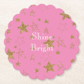 Pink with Gold Stars Kartonnen Onderzetters (Voorkant)