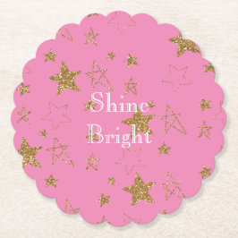 Pink with Gold Stars Kartonnen Onderzetters