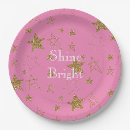 Pink with Gold Stars Papieren Bordje