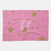 Pink with Gold Stars Theedoek (Horizontaal)