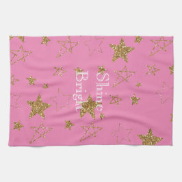 Pink with Gold Stars Theedoek