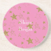 Pink with Gold Stars Zandsteen Onderzetter (Voorkant)