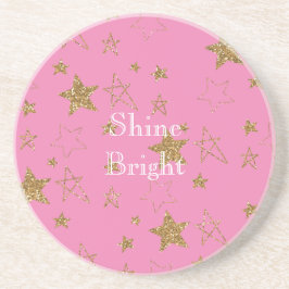 Pink with Gold Stars Zandsteen Onderzetter