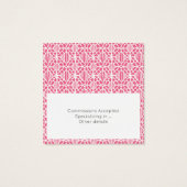 Pink With White Crochet Lace Pattern Business Card Vierkante Visitekaartjes (Achterkant)