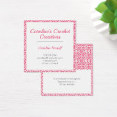 Pink With White Crochet Lace Pattern Business Card Vierkante Visitekaartjes (Bureau)