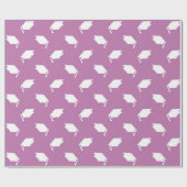 Pink With White Graduation Caps Wrapping Paper Cadeaupapier (Vlak)
