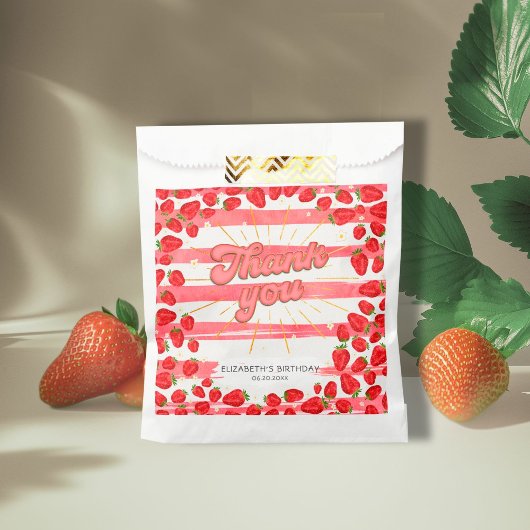 PInk Witte Bloemen Bedankt Red Strawberry Party Bedankzakje