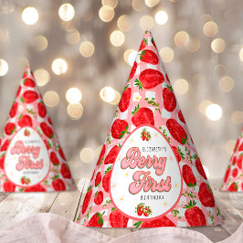 PInk Witte Rode Aardbei Eerste Verjaardag Berry Ee Feesthoedjes