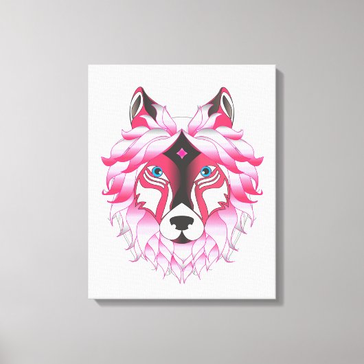 Pink Wolf Canvas Afdruk (Voorkant)