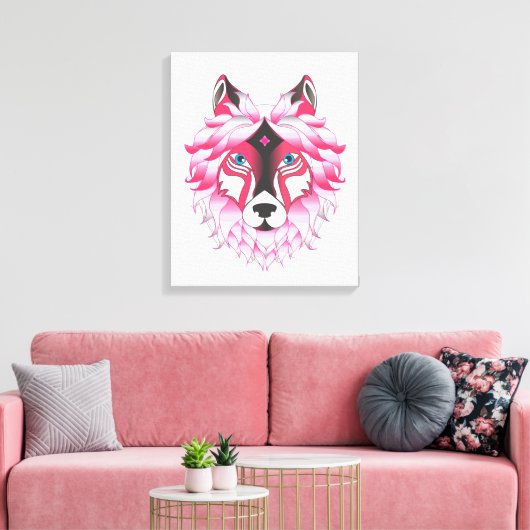 Pink Wolf Canvas Afdruk (Insitu (Woonkamer))