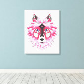 Pink Wolf Canvas Afdruk (Insitu (Houten vloer))