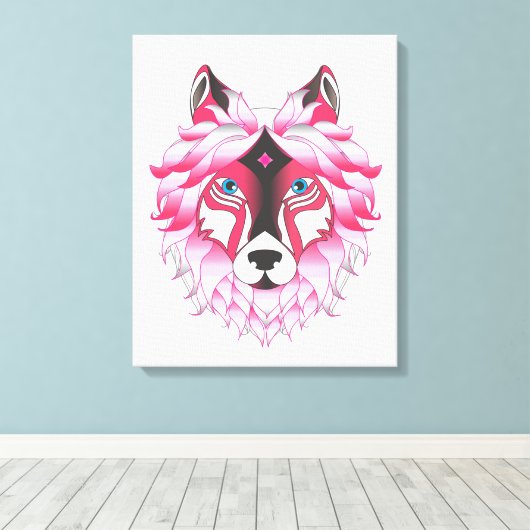 Pink Wolf Canvas Afdruk (Insitu (Houten vloer))