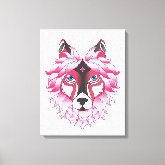 Pink Wolf Canvas Afdruk (Voorkant)
