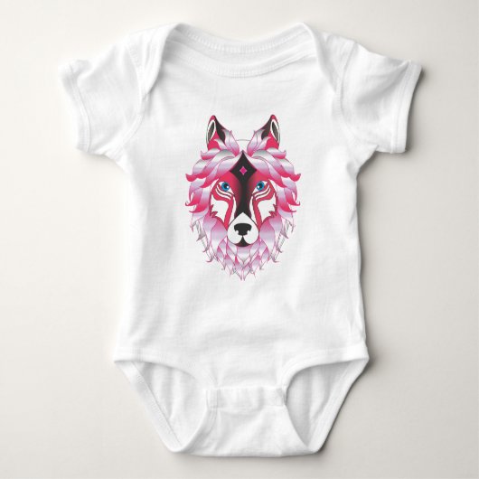 Pink Wolf Head Artwork Romper (Voorkant)