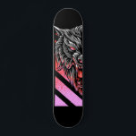 Pink Wolf Head  Persoonlijk Skateboard<br><div class="desc">Dit ontwerp kan worden gepersonaliseerd door de aanpassingsoptie te kiezen om tekst toe te voegen of andere veranderingen aan te brengen. Als dit product de optie heeft om het ontwerp naar een ander object over te brengen, moet u het ontwerp zo nodig aanpassen. Neem contact met me op colorflowcreations@gmail.com als...</div>