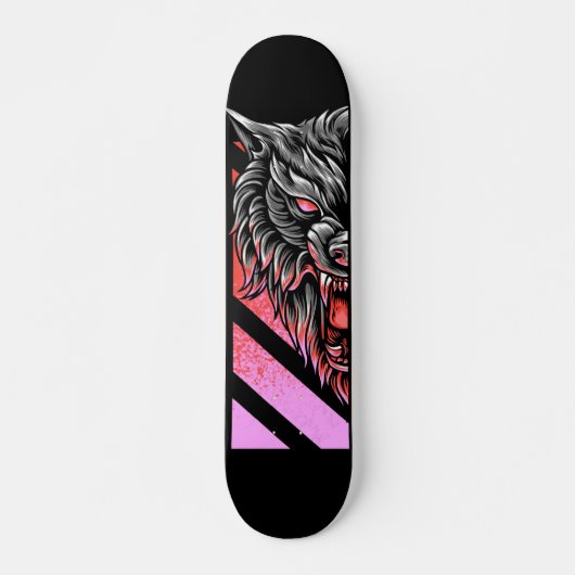 Pink Wolf Head  Persoonlijk Skateboard (Voorkant)