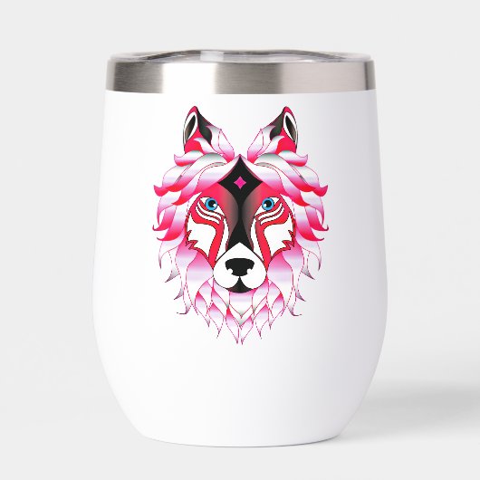 Pink Wolf Head Polygon Design-24531 (Achterkant)