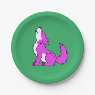 Pink Wolf Pup Howling Papieren Bordje