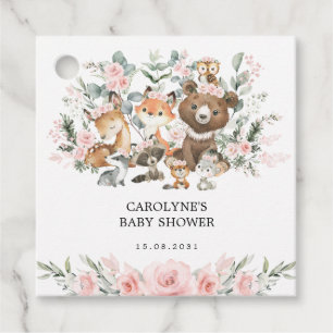 Pink Woodland Animals Eucalyptus Meisje Baby showe Bedankjes Labels