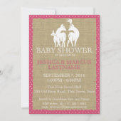 Pink Woodland Baby shower Herten en Burlap Kaart (Voorkant)