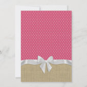 Pink Woodland Baby shower Herten en Burlap Kaart (Achterkant)
