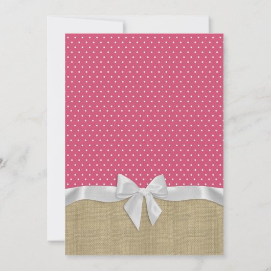 Pink Woodland Baby shower Herten en Burlap Kaart (Achterkant)