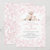 Pink Woodland Baby shower uitnodiging (Voorkant / Achterkant)