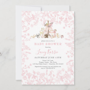 Pink Woodland Baby shower uitnodiging