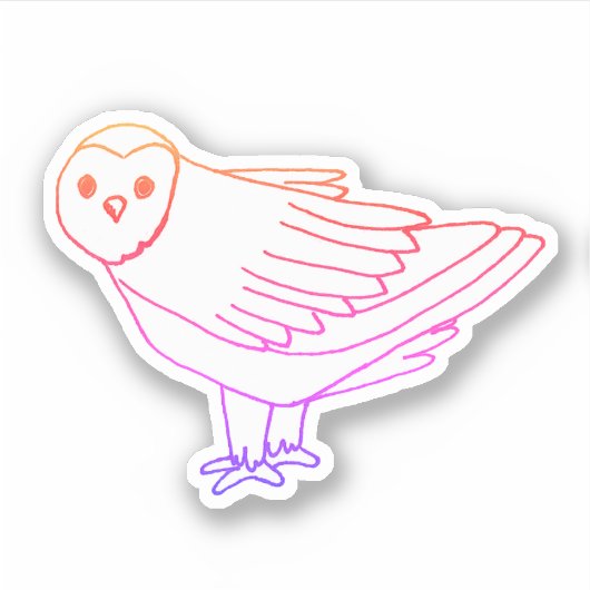Pink Woodland Bird Leuke Uil Sticker (Voorkant)