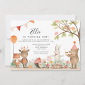 Pink Woodland Birthday Party Kaart (Voorkant)