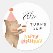 Pink Woodland Birthday Party Ronde Sticker (Voorkant)