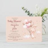 Pink Woodland Bunny Rabbit Baby shower Kaart (Staand voorkant)