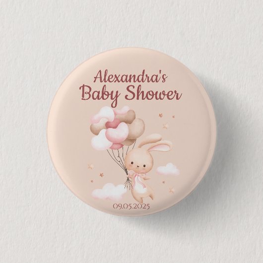 Pink Woodland Bunny Rabbit Baby shower Ronde Button 3,2 Cm (Voorkant)