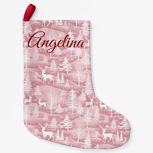 Pink Woodland Christmas Stocking Kleine Kerstsok (Voorkant)