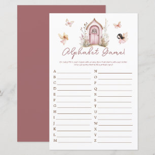 Pink Woodland Fairies Baby shower Alfabet