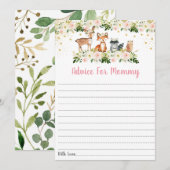 Pink Woodland Floral Baby shower Advice Kaarten (Voorkant / Achterkant)