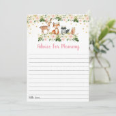 Pink Woodland Floral Baby shower Advice Kaarten (Staand voorkant)