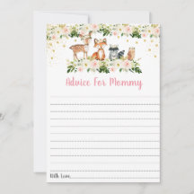 Pink Woodland Floral Baby shower Advice Kaarten