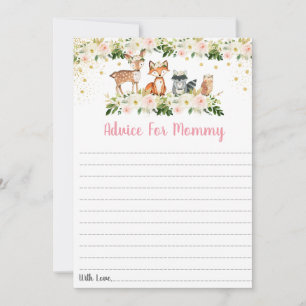 Pink Woodland Floral Baby shower Advice Kaarten