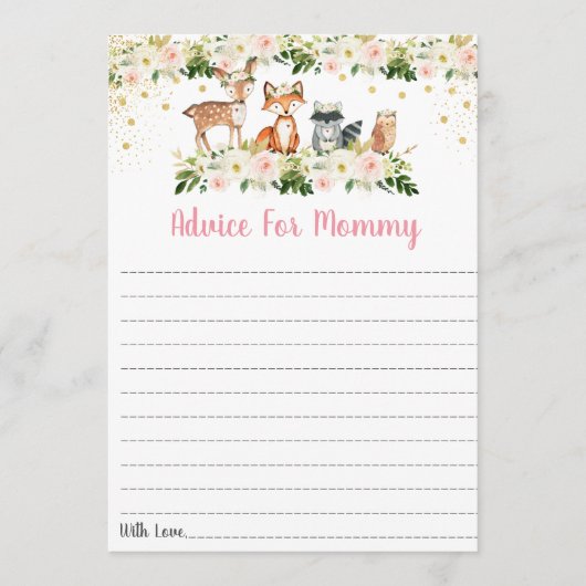 Pink Woodland Floral Baby shower Advice Kaarten (Voorkant)