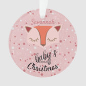 Pink Woodland Fox Eerste Kerstfoto Ornament (voorkant)