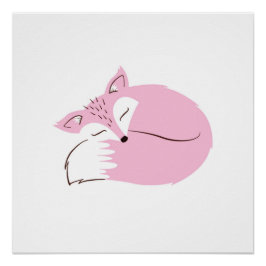 Pink Woodland Fox Perfect Poster