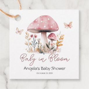 Pink Woodland Mushroom Baby shower Bedankjes Labels