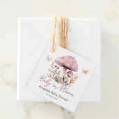 Pink Woodland Mushroom Baby shower Bedankjes Labels (In situ)
