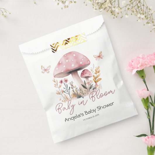 Pink Woodland Mushroom Baby shower Bedankzakje (Gezegeld)