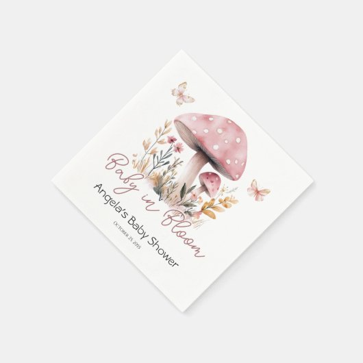 Pink Woodland Mushroom Baby shower Servet (Hoek)